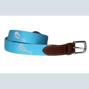 Vineyard Vines Canvas and Leather Belt Aqua Blue Silver Men's Size 32